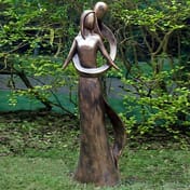 Infinite Love Bronze Statue in Garden Setting