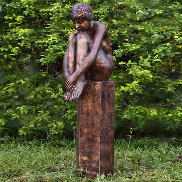 Sophia on Column Garden Statue in Bronze