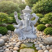 Ganesha Garden Ornament in Granite Zen Garden Setting
