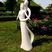 Extra Large Infinite Love Garden Statue in White Alabaster