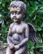 Patient Cherub Garden Statue in Bronze