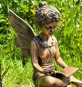 Reading Fairy Garden Statue in Bronze