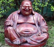 Laughing Buddha Garden Ornament in Red Original