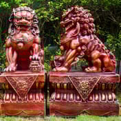 Red Temple Dog Garden Ornaments Original Photo