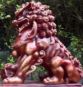 Temple Dogs Garden Statues in Red