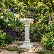 Column Stone Sundial in English Cottage Garden Setting
