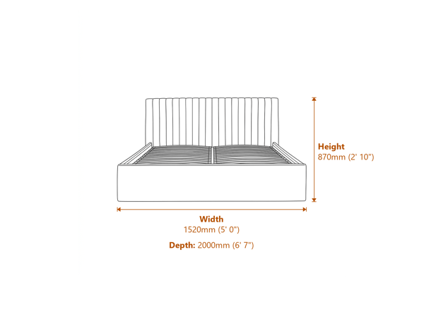 Berlin Double Bed Teal Dimensions Diagram