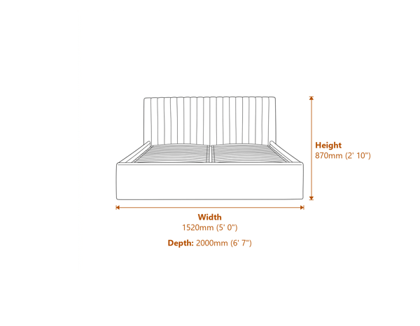 Berlin Milk Ottoman Double Bed Dimensions Diagram