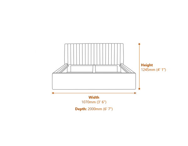 Berlin Beige Tall Ottoman Single Bed Dimensions Diagram