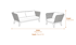Opus 3 Seat Rope Woven Sofa with Grey Cushions Dimensions Diagram