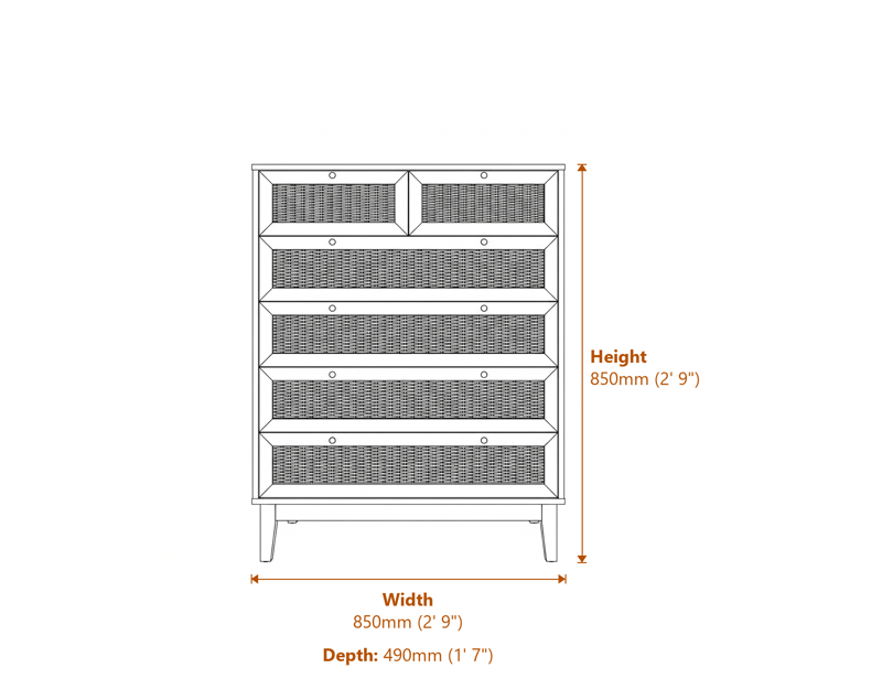 Chests of Drawers Dimensions Diagram