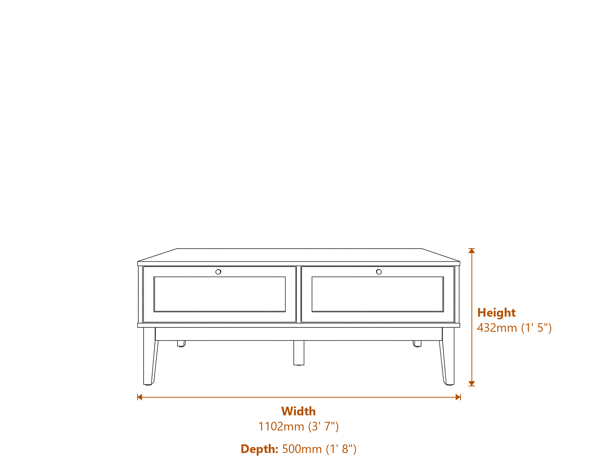Bordeaux Coffee Table Dimensions Diagram
