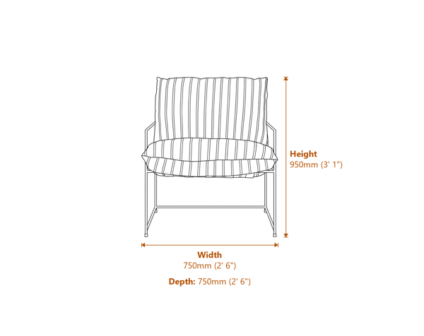 Brook Chalk Stripe Chair Dimensions Diagram
