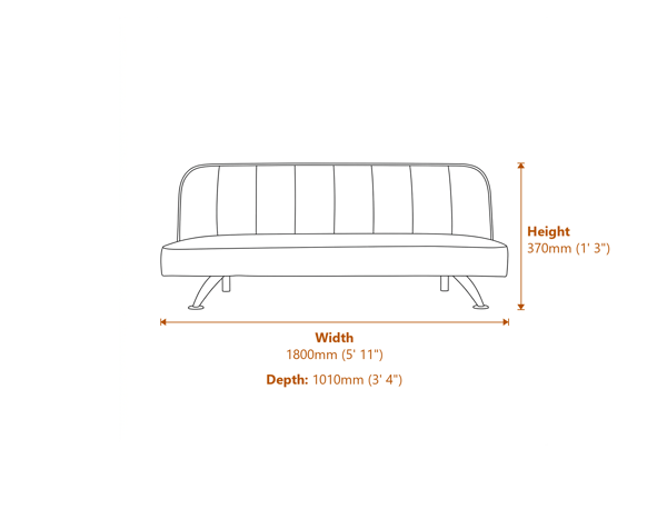 Burlington Sofa Bed Ivory Boucle Matte Black Dimensions Diagram