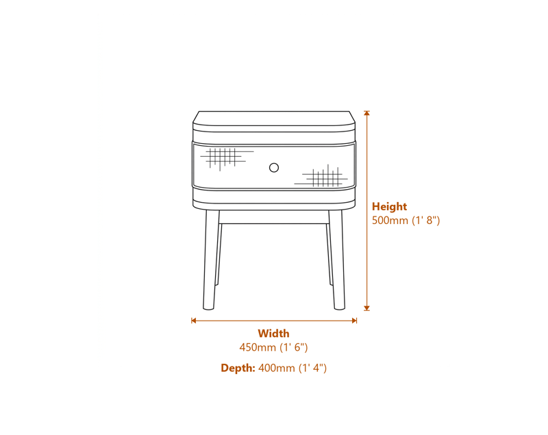 Bedside Tables Dimensions Diagram