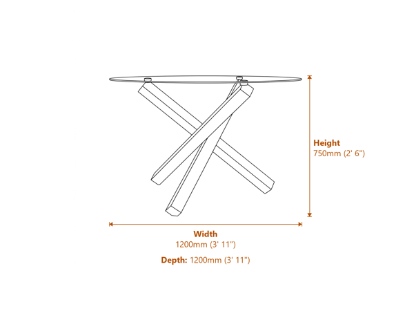 Capri Clear Black Dining Table Dimensions Diagram