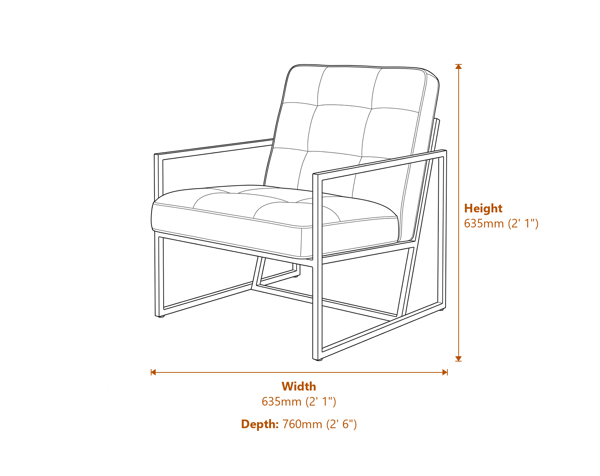 Chance Oxford Blue Chair Dimensions Diagram