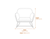 Charles Armchair Beige Velvet Brushed Gold Dimensions Diagram