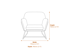 Charles Armchair Cream Velvet Brushed Gold Dimensions Diagram