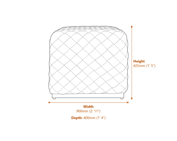 Colline Large Black Pouffe Dimensions Diagram