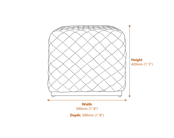 Colline Small Cobalt Pouffe Dimensions Diagram
