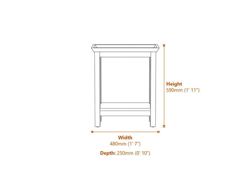 Side & Console Tables Dimensions Diagram