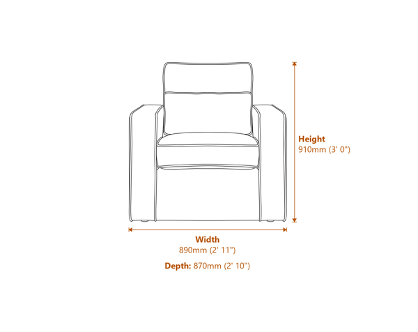 Diego Ice Blue Chair Dimensions Diagram
