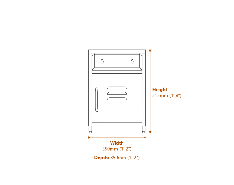 Bedside Tables Dimensions Diagram