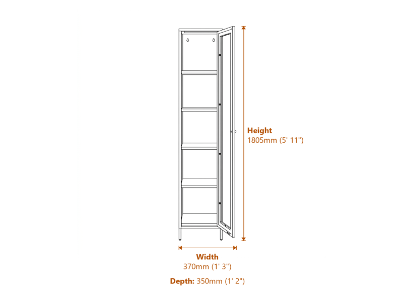 Display Cabinets Dimensions Diagram