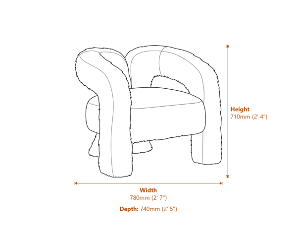Freyja Ivory Chair Dimensions Diagram