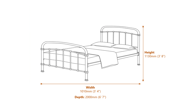 3'0 Halston Single Bed Dimensions Diagram