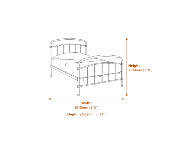 5'0 Halston Kingsize Bed Dimensions Diagram