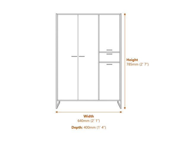 Hoxton Black 3 Drawer Chest Dimensions Diagram