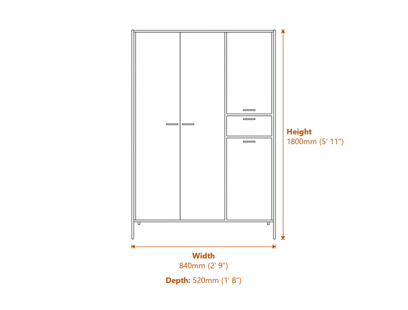 Wardrobes Dimensions Diagram