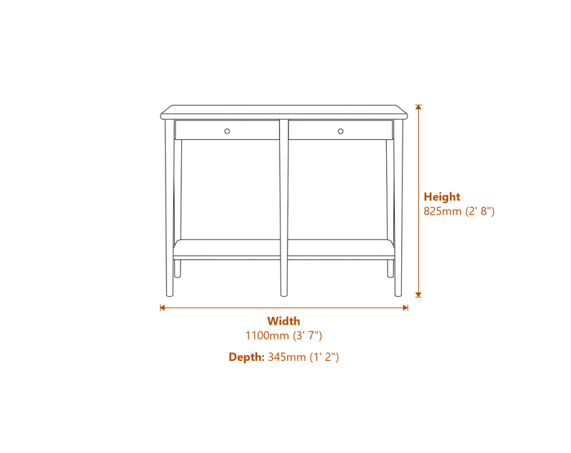 Side & Console Tables Dimensions Diagram