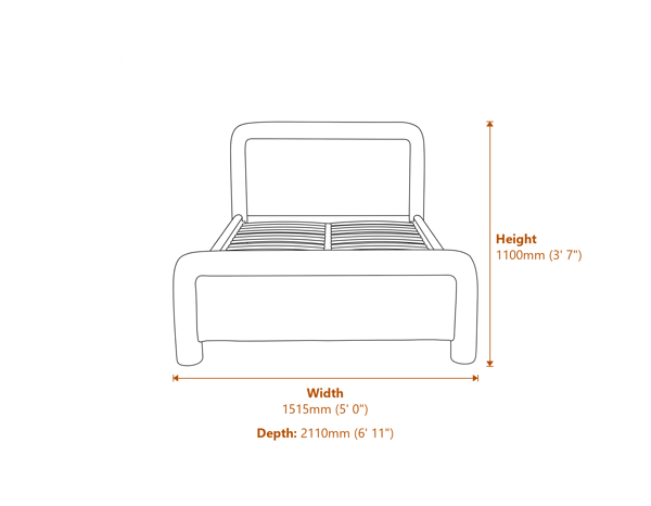 Leonnie Ghost Double Bed Dimensions Diagram