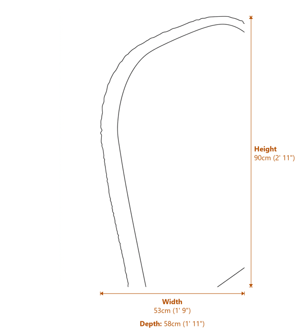 Manado Natural and White Rattan Dining Chair Dimensions Diagram