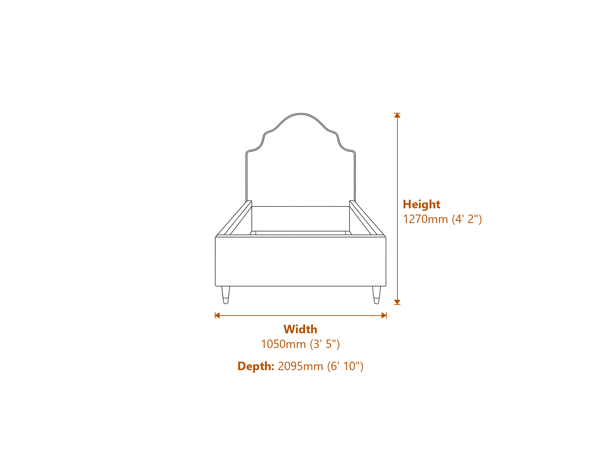 Monterey Grey Thin Stripe Single Bed Dimensions Diagram