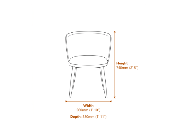 Nova Black Black Dining Chair Dimensions Diagram
