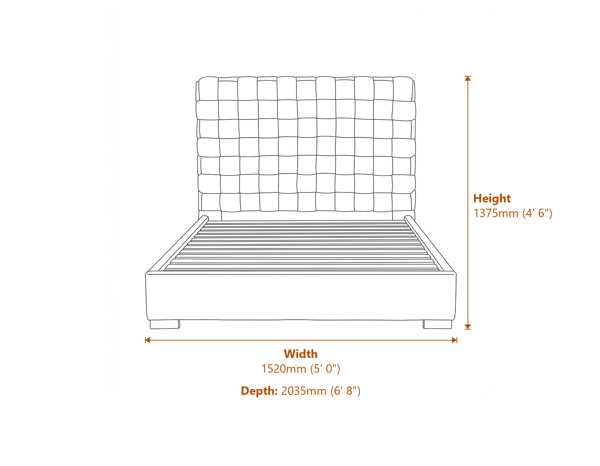 Pasadena Black Double Bed Dimensions Diagram