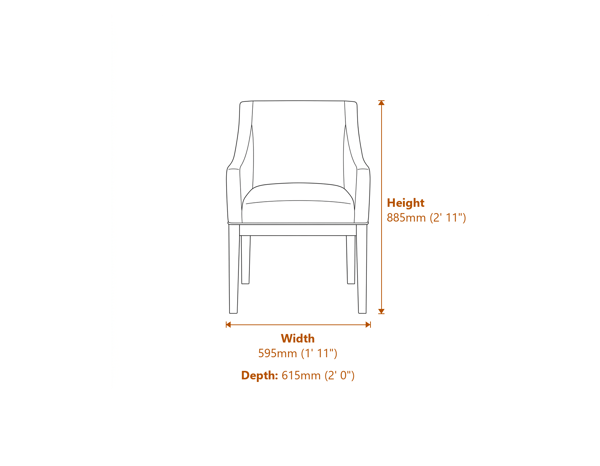 Piper Bisque Brushed Wood Dining Chair Dimensions Diagram