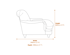 Plumpton Chair Beige Velvet Dimensions Diagram