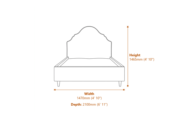Quince Onyx Double Bed Dimensions Diagram