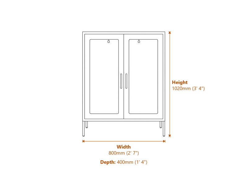 Display Cabinets Dimensions Diagram