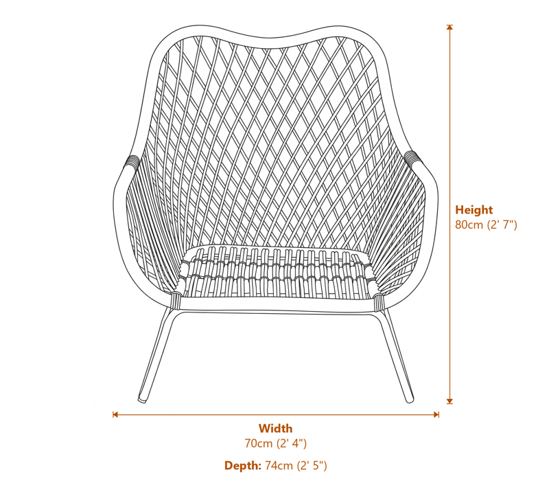 Garden Sofas & Chairs Dimensions Diagram