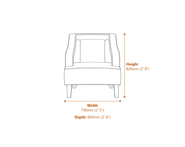 Sofia Ivory Chair Dimensions Diagram