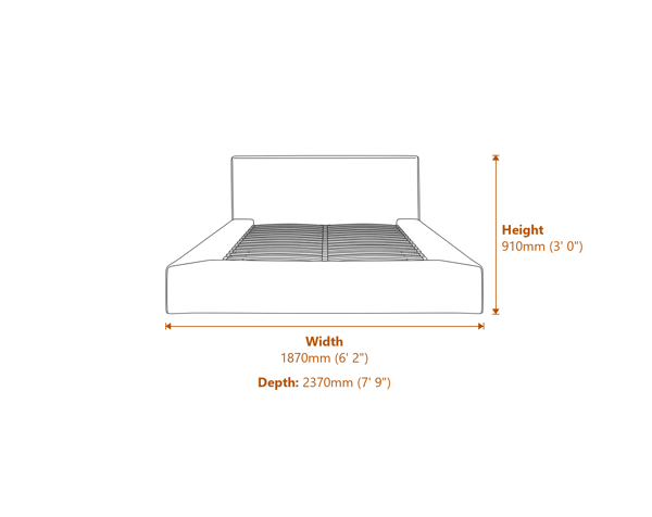 Soho Dapple Grey King Size Bed Dimensions Diagram