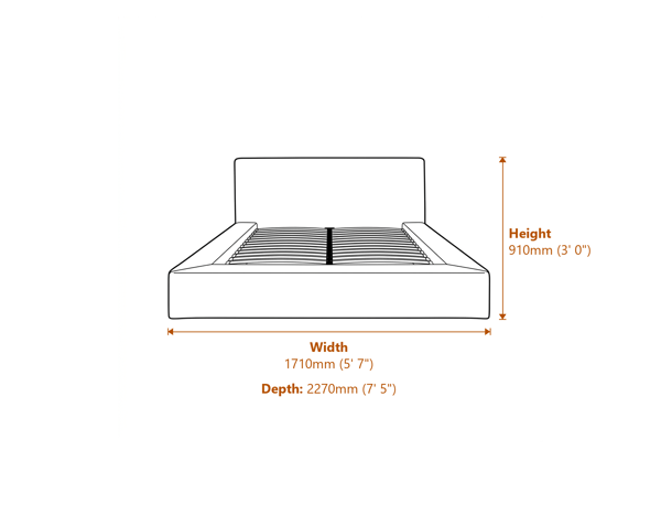 Soho White Clay Double Bed Dimensions Diagram