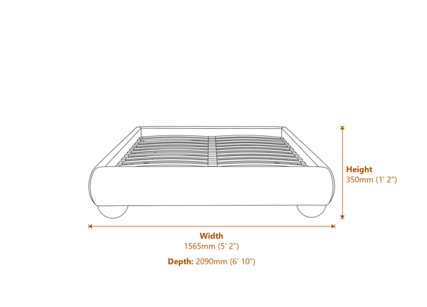 Soller Deep Charcoal Double Bed Dimensions Diagram