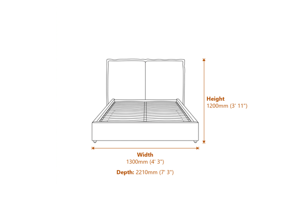 Sunday Deep Grey Single Bed Dimensions Diagram